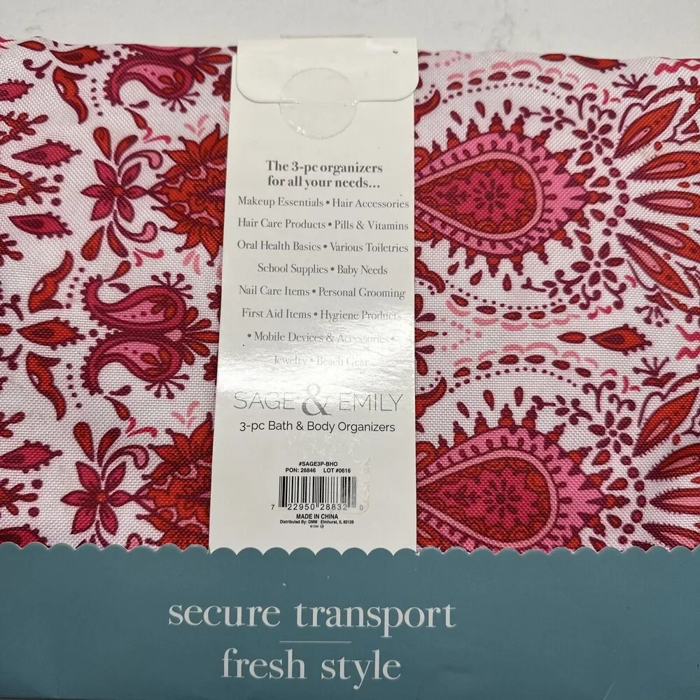 Bath & Body 3 Piece Travel Zip Pouch Bags W/ Jewelry Case Stocking Stuffer Gift